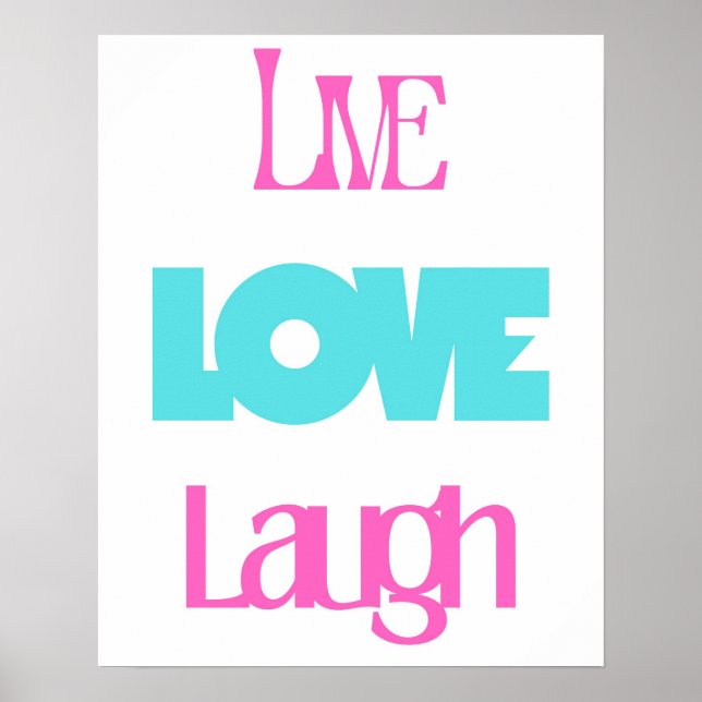 Affiche Retro Live Laugh Love Rose Turquoise Typographie (Devant)