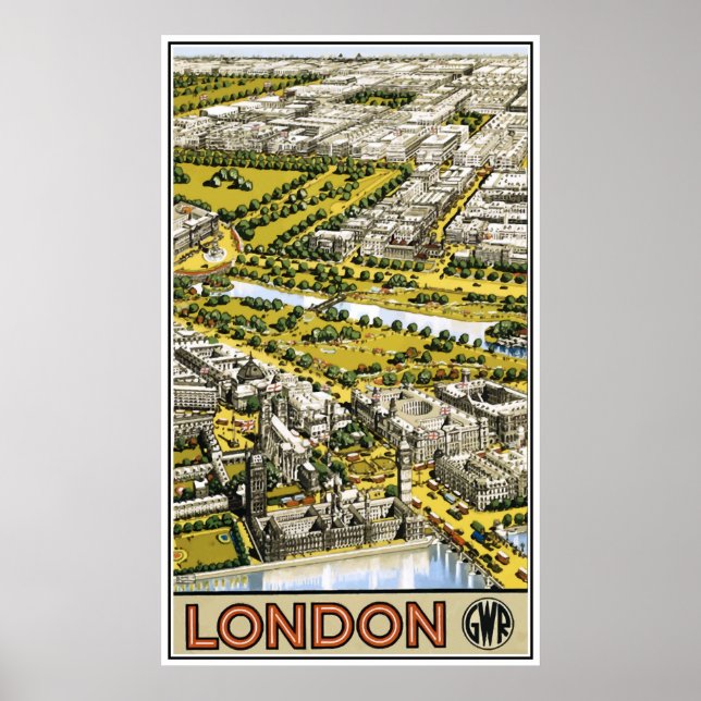 Affiche Retro Londres Great Western Railway et (Devant)