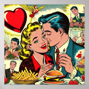 Affiche Retro Love Couple Comics