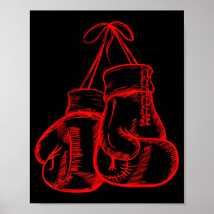 Affiche Retro Love Red Boxer Gants Cadeaux Boxer Cadeau