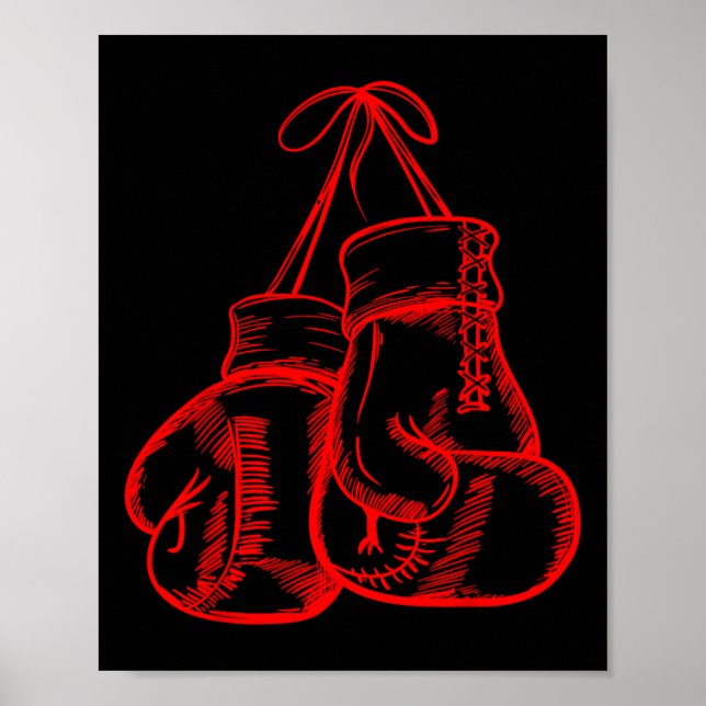 Affiche Retro Love Red Boxer Gants Cadeaux Boxer Cadeau (Devant)