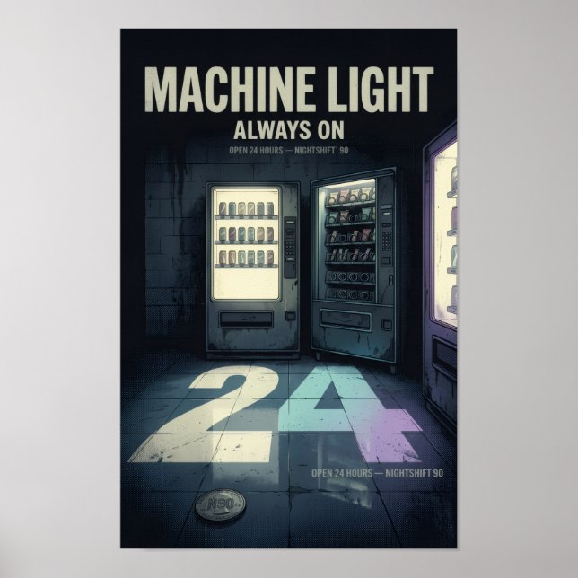 Affiche rétro Machine Light Always On 11x17 (Devant)