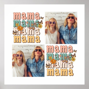 Affiche Retro Mama Photo Collage personnalisé Cadeau de la