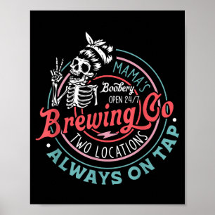 Affiche Rétro Mama's Ery Brewing Co Drôle de sein Skeleton