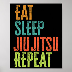Affiche Retro Manger Sleep Jiu Jitsu Répéter Martial Art S