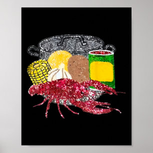 Affiche Retro Mardi Gras Crawfish Saison Imprimer