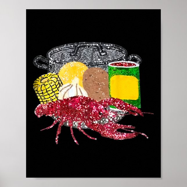 Affiche Retro Mardi Gras Crawfish Saison Imprimer (Devant)