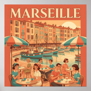 Affiche Retro Marseille : 1950 Côte d'Azur