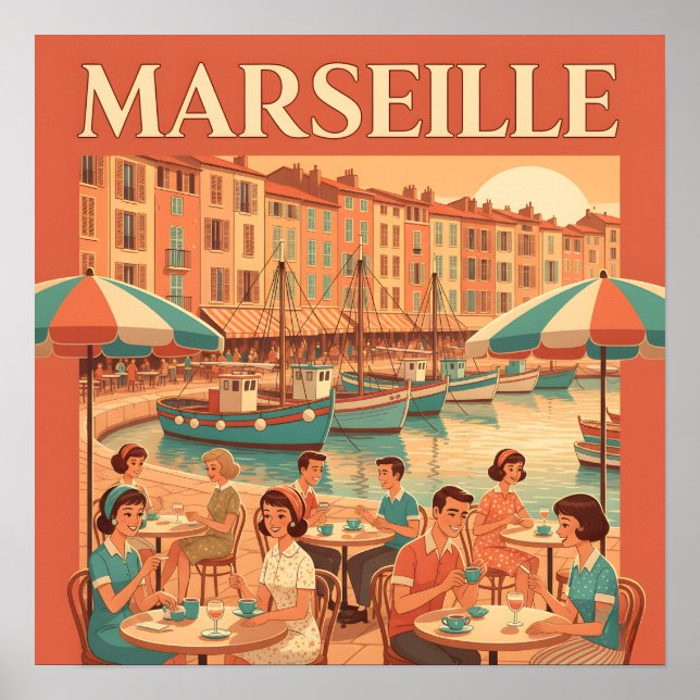 Affiche Retro Marseille : 1950 Côte d'Azur (Devant)