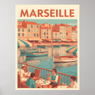 Affiche Retro Marseille Voyage : Côte d'Azur