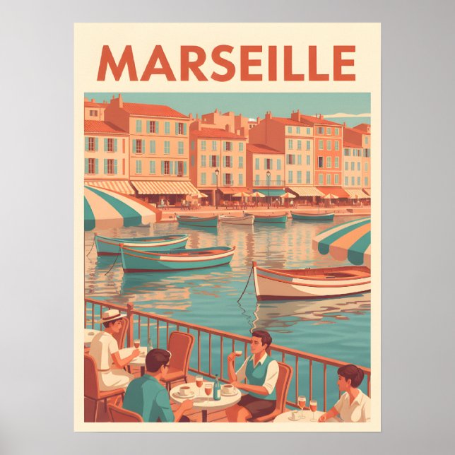 Affiche Retro Marseille Voyage : Côte d'Azur (Devant)