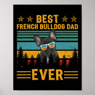Affiche Retro Meilleur Français Bulldog Papa Jamais Chien