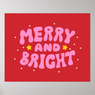 Affiche Retro Merry et Bright Holiday Design