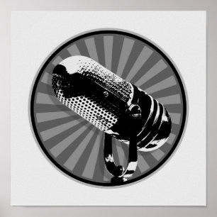 Affiche Retro microphone graphic