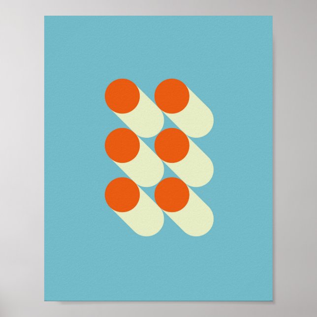 Affiche Retro Mid Century Geometric Dots  (Devant)