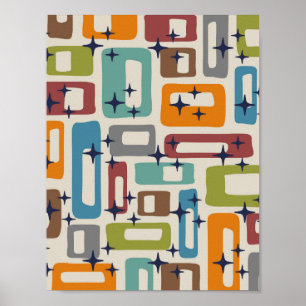 Affiche Retro Mid-Century Moderne Abstrait