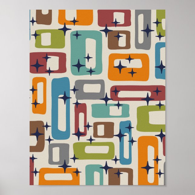 Affiche Retro Mid-Century Moderne Abstrait (Devant)