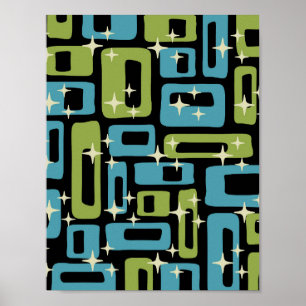 Affiche Retro Mid-Century Moderne Abstrait