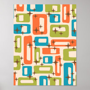 Affiche Retro Mid-Century Moderne Abstrait