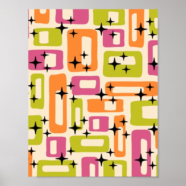 Affiche Retro Mid-Century Moderne Abstrait (Devant)