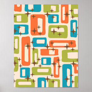 Affiche Retro Mid-Century Moderne Abstrait