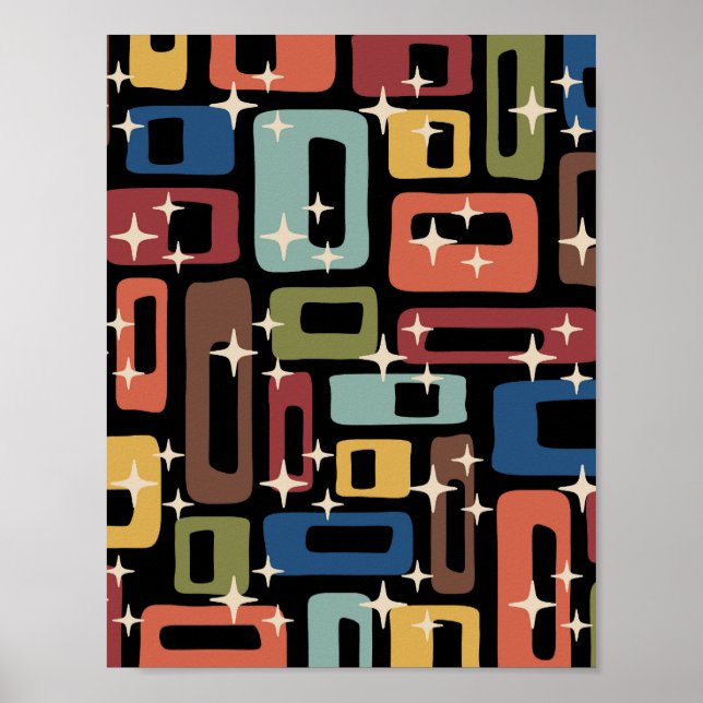 Affiche Retro Mid-Century Moderne Abstrait (Devant)