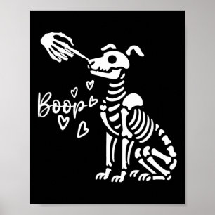 Affiche Retro mignon squelette main botte chien drôle Hall