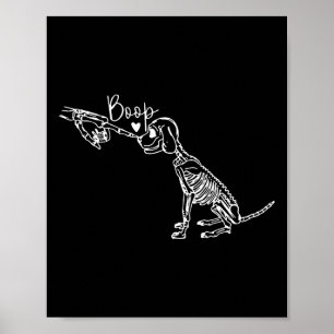 Affiche Retro mignon squelette main botte chien drôle Hall