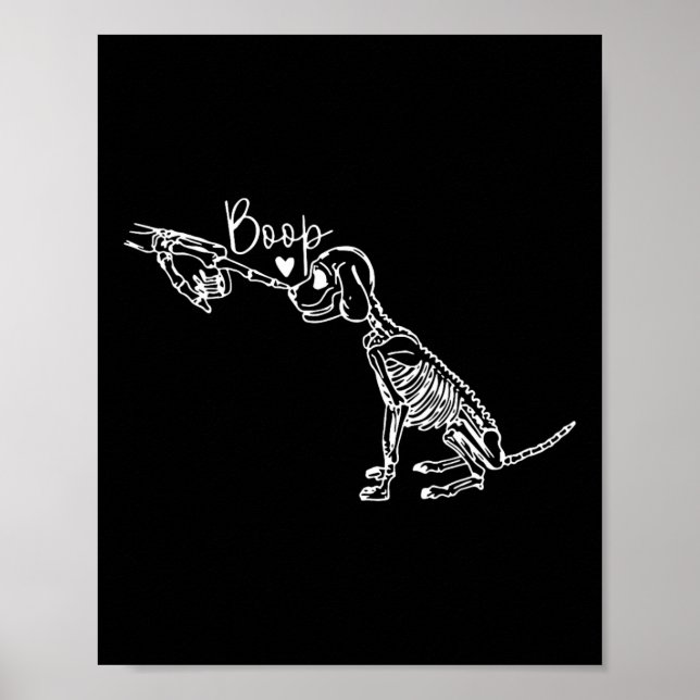 Affiche Retro mignon squelette main botte chien drôle Hall (Devant)