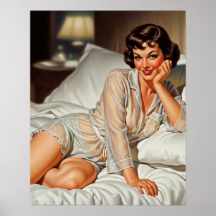 Affiche Rétro Mignonne Femme '50 Pin-up