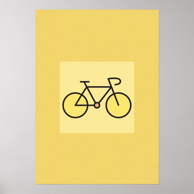 Affiche Retro Minimalist Yellow Bicycle Art Nursery Wall  (Devant)