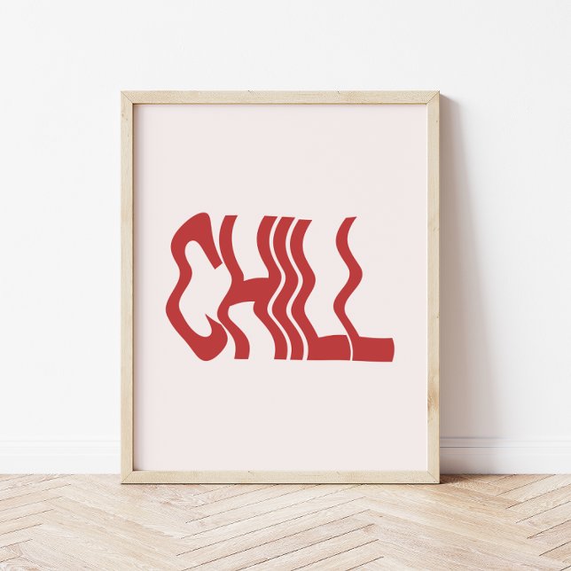 Affiche Rétro minimaliste 'Chill' Wavy Text tendance (Créateur téléchargé)