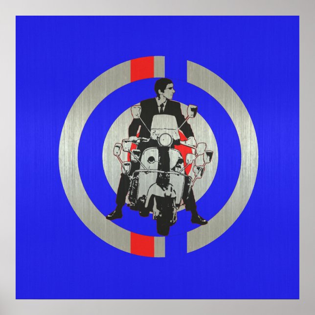 Affiche Retro Mod scooter rider métallique (Devant)