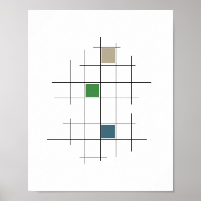 Affiche Rétro Moderne Milieu de Siècle Hachurée (Devant)