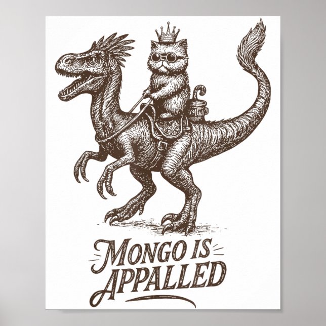 Affiche Retro Mongo Is Appalled Princess Cat Riding Dinosa (Devant)