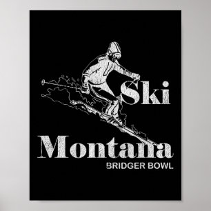 Affiche Retro Montana Bridger Bowl Skiing Tee