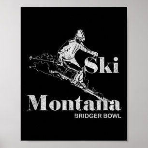 Affiche Retro Montana Bridger Bowl Skiing Tee