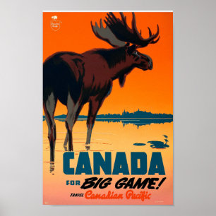 Affiche Retro Moose nature Canada pour l'art de voyage de 