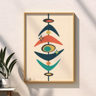 Affiche Retro Moyen Siècle moderne de l'ère atomique Abstr