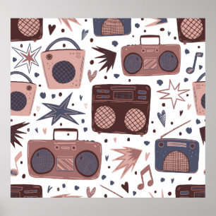 Affiche Retro Music Motif Vintage sans couture.