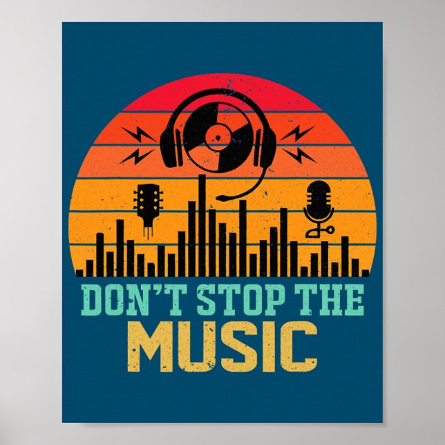 Affiche Retro n'arrêtez pas les écouteurs audio de Music L (Devant)