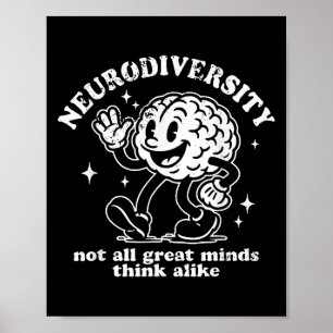 Affiche Rétro Neurodiversité drôle Pas tout Grand Esprit M