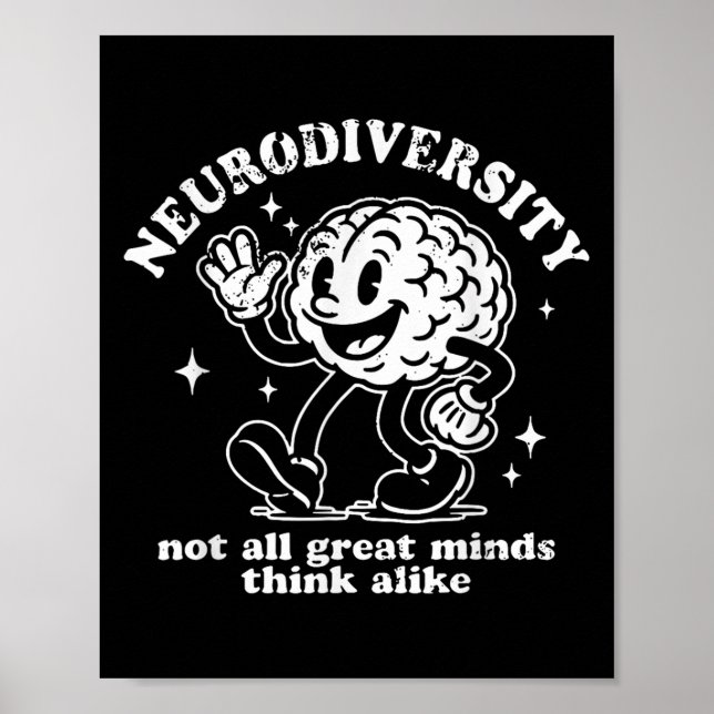 Affiche Rétro Neurodiversité drôle Pas tout Grand Esprit M (Devant)
