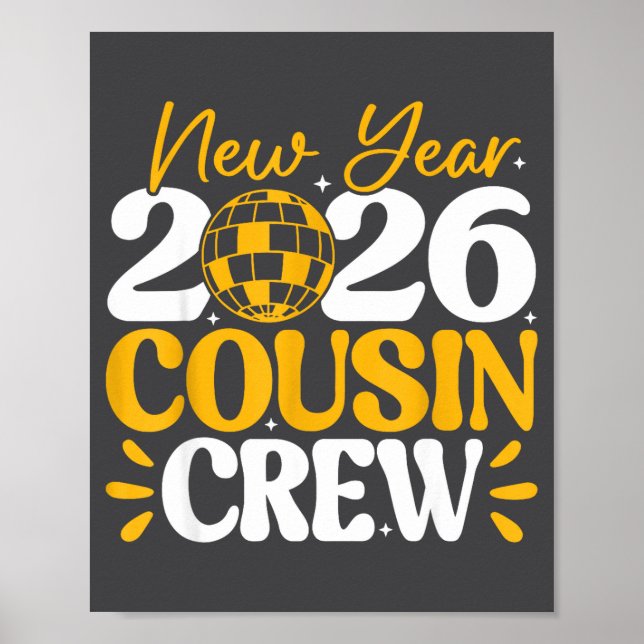 Affiche Retro New Year 2026 Cousin Crew New Years Eve Nye  (Devant)