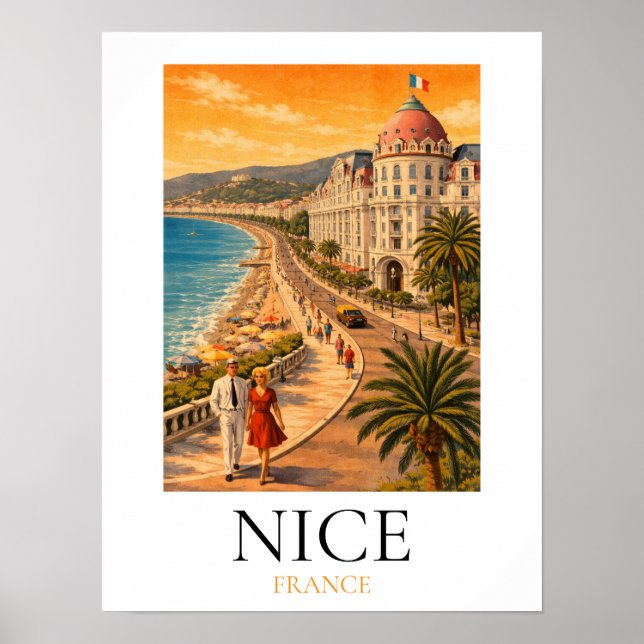 Affiche Retro Nice Côte d’Azur Promenade des Anglais View (Devant)