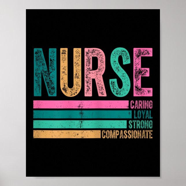 Affiche Retro Nurse Traits Design Soins Loyal Fort (Devant)