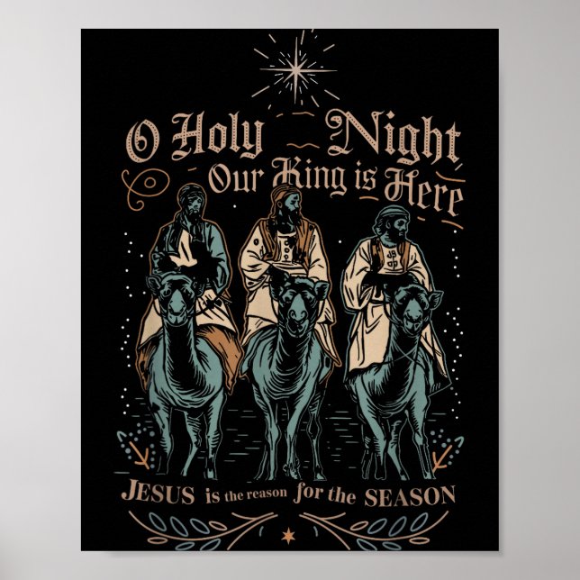 Affiche Retro O Holy Night Our King Is Here Christian Reli (Devant)
