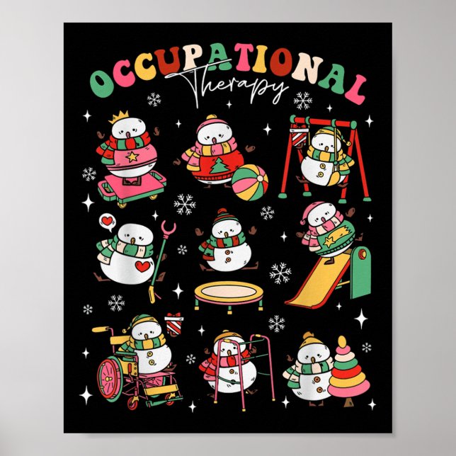 Affiche Retro Occupational Therapy Christmas Snowman Ot Ot (Devant)