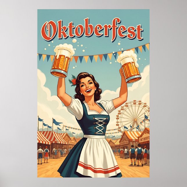 Affiche Retro Oktoberfest Art - Bière & Célébration (Devant)
