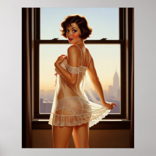 Affiche Retro Old School Pin-up Girl